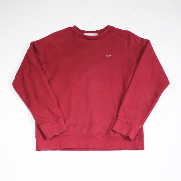 Nike Sweaters | Nike Basic Maroon Mini Swoosh Crewneck Sweatshirt | Poshmark